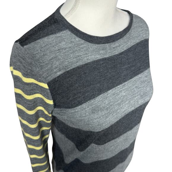 Vintage KEW 159 Sweater Womens M Gray Breton Stripe Pullover 100% Merino Wool - Picture 5 of 11